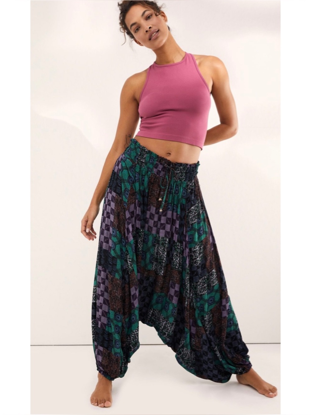 Free People Into The Wild Harem Pants Patchwork Eclectic Grunge